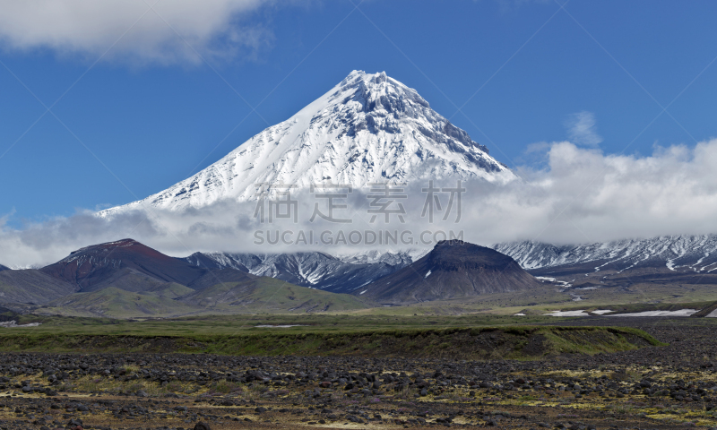 堪察加半岛,火山地形,俄罗斯,全景,火山,卡门,堪察加山脉,火山渣锥,矿渣场,休眠火山