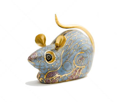 黄金,老鼠,小雕像,古董,艺术,水平画幅,无人,蓝色,白色背景,背景分离