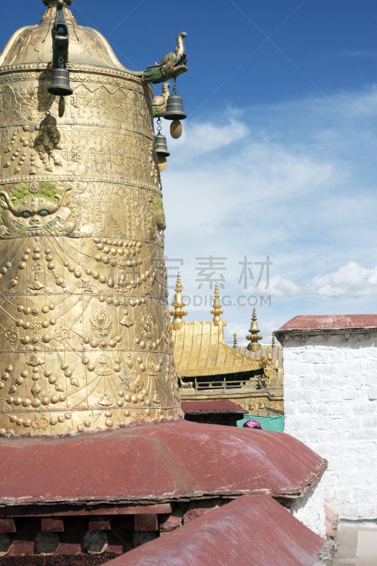 大昭寺,顶部,垂直画幅,天空,寺庙,无人,蓝色,石材,摄影,祈祷