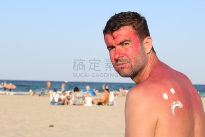 男人,痛苦,紫外线灯,臭氧层,装管,夏天,光,男性,仅男人