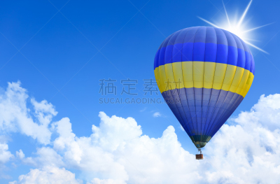 天空,色彩鲜艳,蓝色,热气球,在上面,飞艇,风,休闲活动,水平画幅,提举