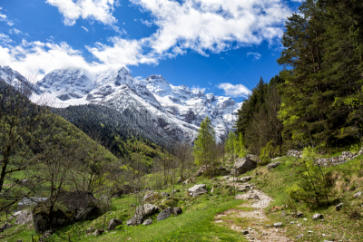 加瓦尔尼,圆形剧场,登山杖,水平画幅,雪,无人,山,阿尔卑斯山脉,小路,著名景点