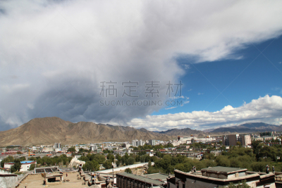 扎时伦布,仅天空,天空,水平画幅,无人,户外,云景,白色,极端地形