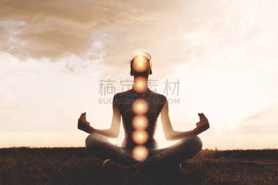 女人,脉轮,气氛,灵性,禅宗,莲花坐式,瑜伽,盘着腿坐,天空,青少年