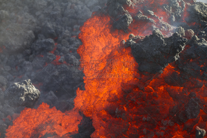 熔岩,埃特纳火山,大特写,美,渣块熔岩,水平画幅,科学,问题,户外,安全