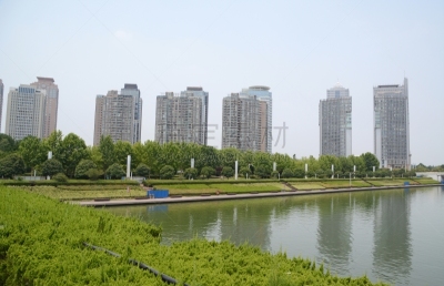 郑州,湖,居住区,河南省,当地著名景点,天空,水平画幅,无人,东亚,户外