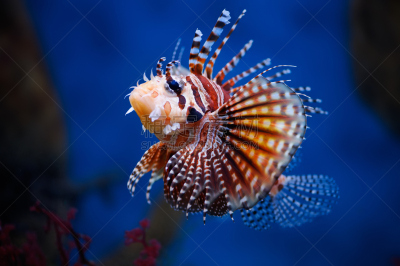 鱼缸,花斑短鳍蓑鲉,蓑鲉,动物园,莫斯科,indian lionfish,褐色,水平画幅,无人,水下