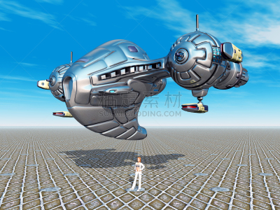 太空视角,空间站,不明飞行物,天空,女人,未来,水平画幅,蓝色,绘画插图,太空船
