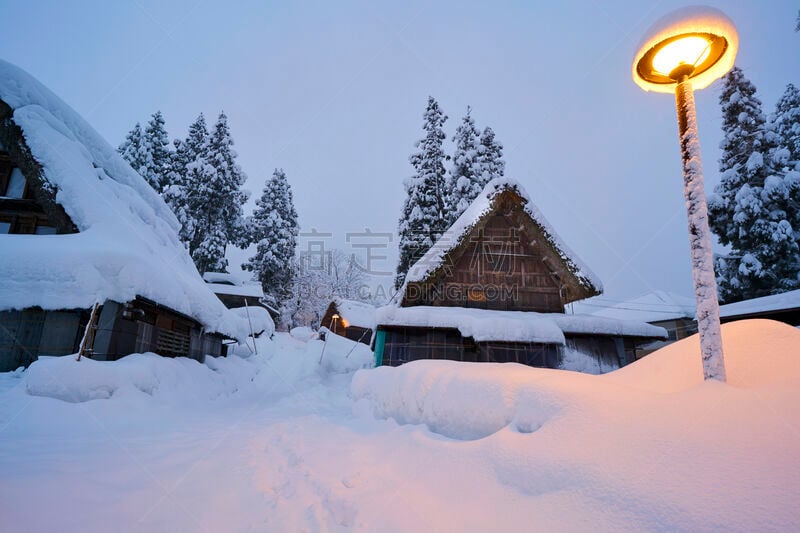 相仓村,五箇山,合掌屋,岐阜县,纪念品,美,水平画幅,雪,传统,古老的