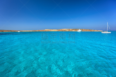 水,固定的,希腊,船,岛,透明,天空,魏斯托神女,水平画幅,无人