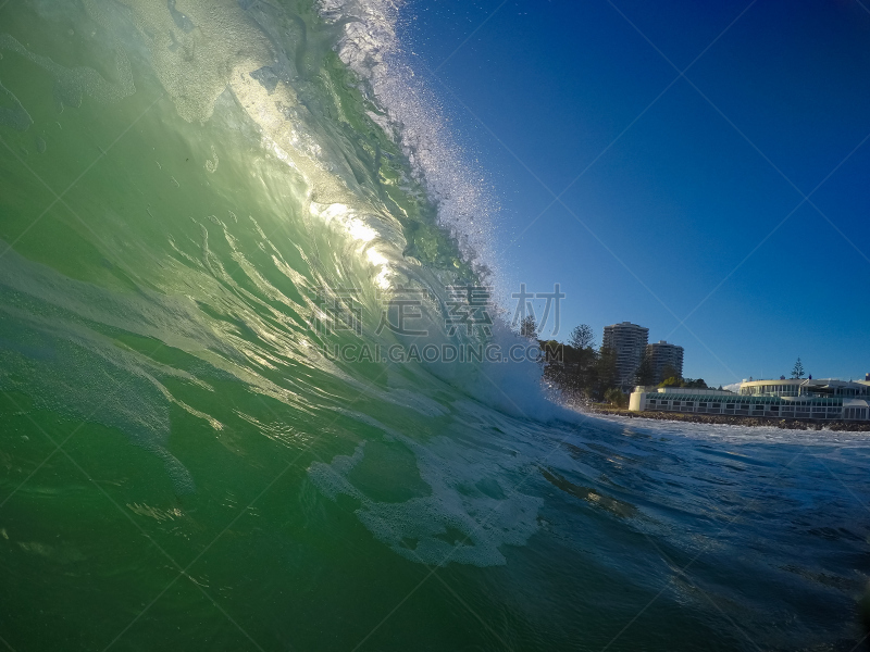 海浪,海滩,巨大的,鲷鱼岩,布罗德,coolangatta,冲浪者天堂海滩,滚筒状波浪,水,水平画幅