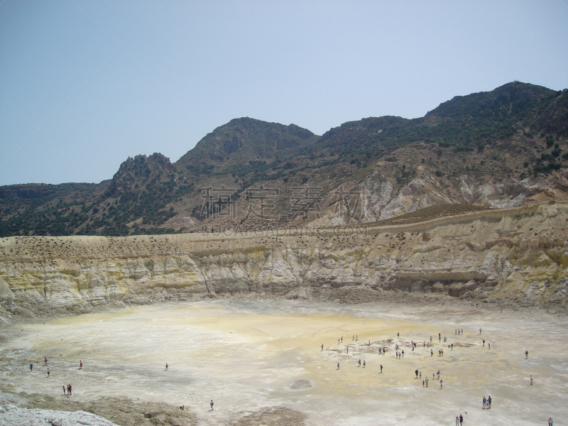 火山口,希腊,岛,火山,曼德拉奇海湾,多德卡尼斯群岛,爱琴海,美,水平画幅,火山地形