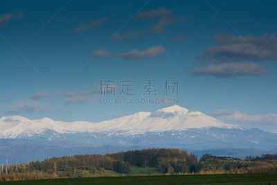 雪山,山脉,旭岳火山,大雪山,活火山,天空,留白,水平画幅,秋天,雪