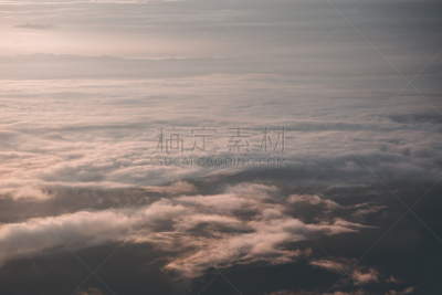 黎明,雾,云,天空,重的,高视角,枝繁叶茂,早晨,风景,绿色