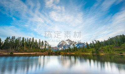 舒克森山,风景,水,自然,水平画幅,秋天,雪,无人,蓝色,夏天