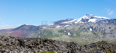 斯奈山半岛,火山,斯奈费尔冰川,冰,西,水平画幅,山,雪,无人,夏天