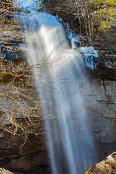 田纳西,月桂树,坎波兰县高原,自然,垂直画幅,水,悬崖,沟壑,旅游目的地,地形
