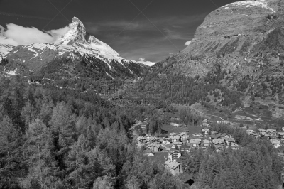 地形,瑞士,天空,度假胜地,水平画幅,山,无人,户外,单色调,居住区