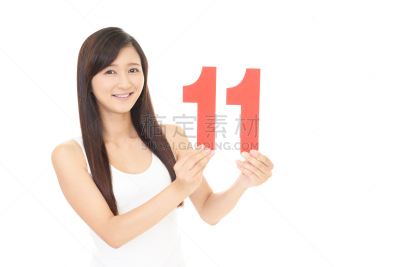 数字,女人,中国印章,数字11,美,留白,半身像,水平画幅,注视镜头,历日