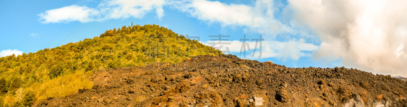 埃特纳火山,西西里,天空,水平画幅,云,火山地形,夏天,户外,自然公园,山