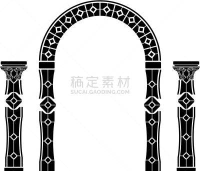 拱门,幻想,柱子,古董,门口,艺术,无人,绘画插图,漏字板,哥特式风格