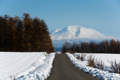 雪,路,澳大利亚阿尔卑士山脉,天空,留白,水平画幅,郊区,无人,旭川,户外