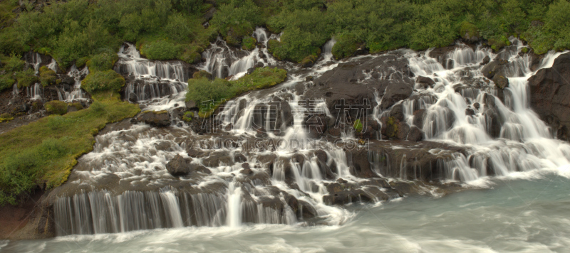 瀑布,Hraunfossar,冰岛国,西北省,水,美,水平画幅,无人,火山地形,纯净