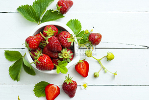 草莓,栽培植物,碗,未成熟的,堆,餐具,留白,水平画幅,高视角,无人