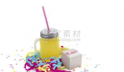缎带,缎子,白色背景,五彩纸屑,礼物,热带气候,鸡尾酒,庆祝,构图