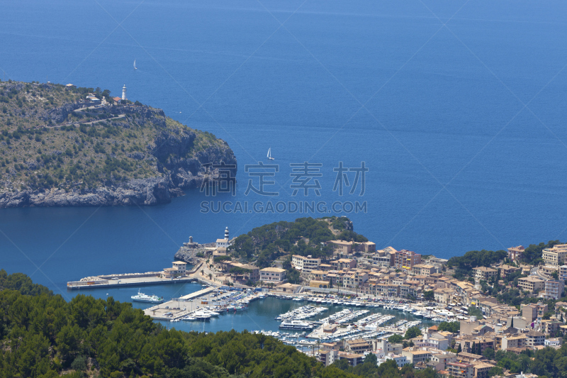 puerto de soller,水平画幅,无人,海港,夏天,海岸地形,巴利阿里群岛,组物体,户外,都市风景