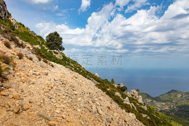 sierra de tramuntana,云,马略卡,水,山,石头,特拉华,齿状山脊,风,灰色