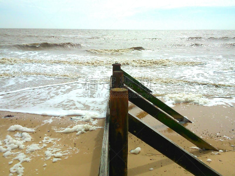 英格兰,海滩,华尔顿,艾塞克斯大学,防波堤,水,旅游目的地,水平画幅,沙子,木制