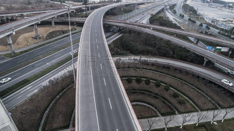 公路,城市,高架道路,航拍视角,多云,白昼,高视角,陆用车,十字路口,无人机