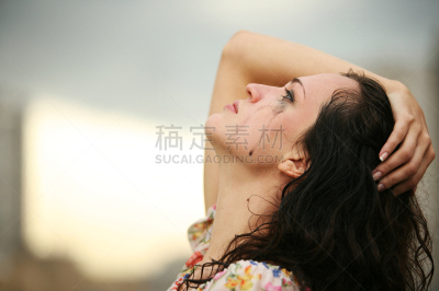 女人,水平画幅,人的脸部,无人,墨水,湿,成年的,特写,哭