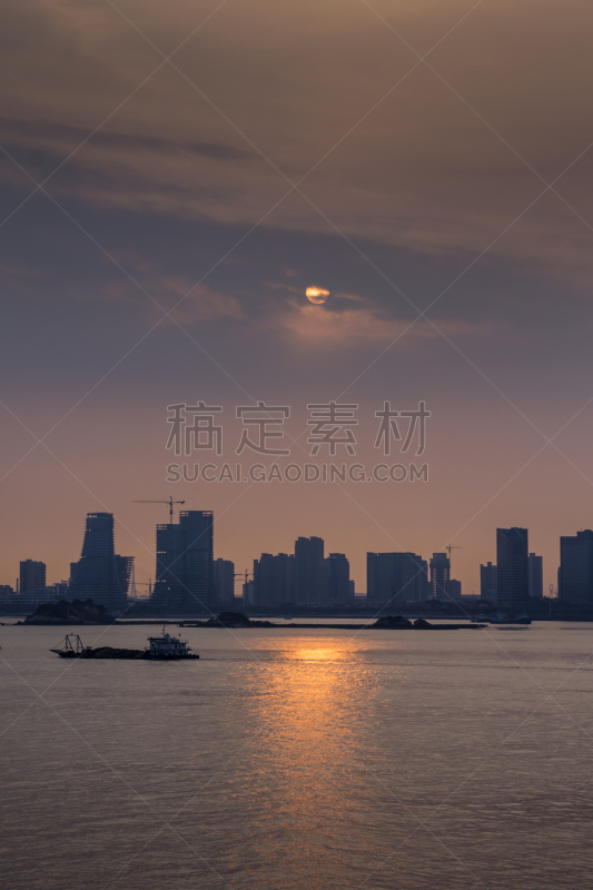 厦门,垂直画幅,天空,无人,海港,福建省,户外,城市,起重机,建筑结构