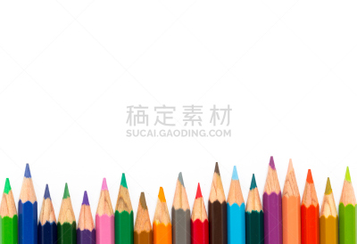 彩色铅笔,白色背景,成一排,校友团聚,蜡笔,成人教育,色板,学校用品,艺术,水平画幅