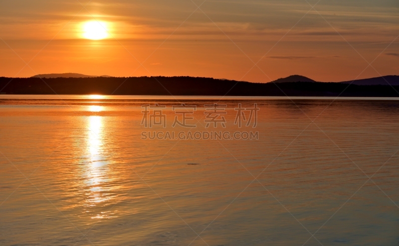 夜晚,湖,金色,太阳,在上面,水,天空,美,水平画幅,无人