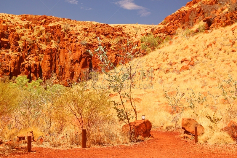 偏远地区,the pilbara,北领地州,东欧大草原,西澳大利亚,沟壑,水平画幅,山,旅行者,夏天