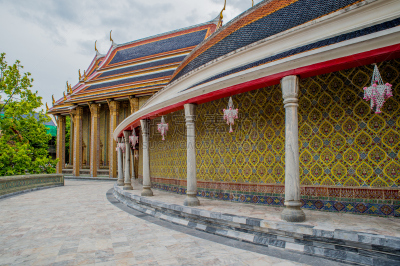 曼谷,玉佛寺,普拉考乌敦陶佛寺,寺庙殿堂,金叶,留白,水平画幅,无人,户外