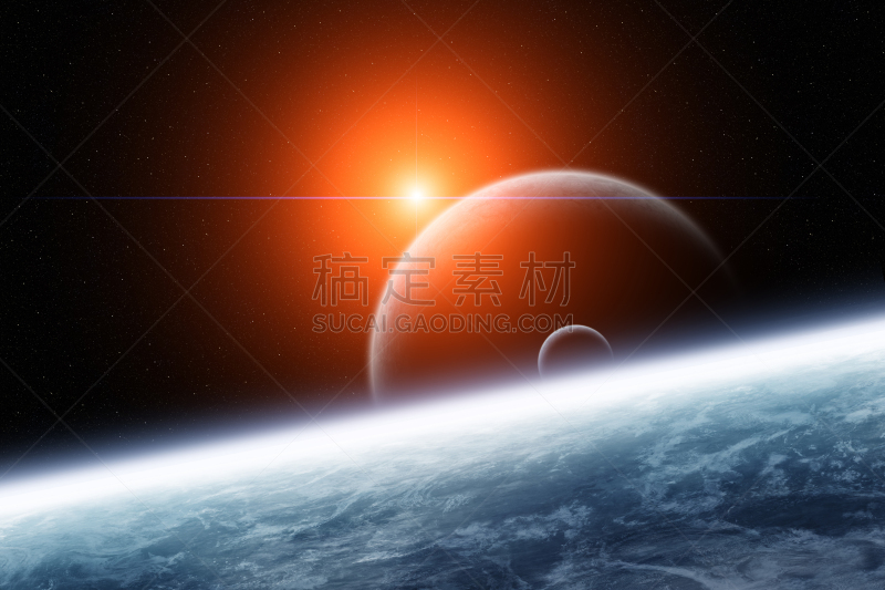 月亮,地球,对称,星星,天空,水平画幅,轨道运行,无人,科学,云景