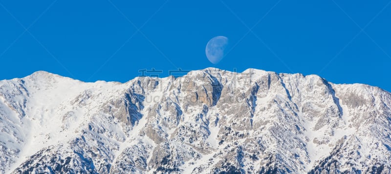 雪,月亮,冬天,山,风景,拍摄环境,天空,美,度假胜地,水平画幅