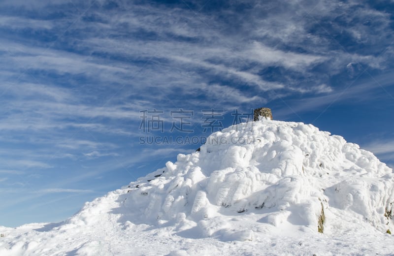 山,史诺顿山,格温内思郡,留白,寒冷,水平画幅,地形,雪,无人,威尔士