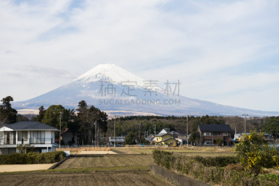 裾野,富士山,非都市风光,地形,静冈县,稻田,天空,里山,水平画幅,无人