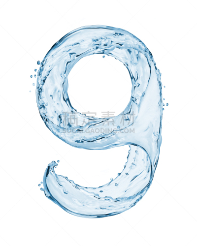 水,分离着色,数字9,白色背景,数字,垂直画幅,字母,溅,做,行动