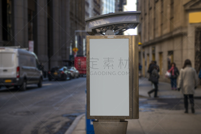纽约,布告栏,曼哈顿,空白的,公共汽车站,曼哈顿中心,林荫路,路边,窗框