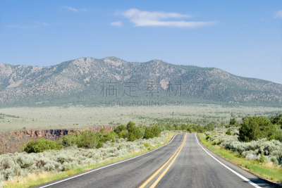 户外,山,路,陶斯,沟壑,格兰德河,格兰德河山谷,荒野公路,双黄实线,山艾树