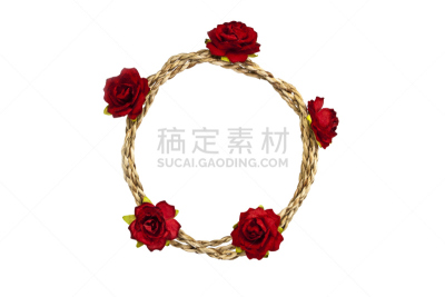 圆形,红色,绳子,淡红葡萄酒,水平画幅,女王,帆布,线轴,背景分离,线绳