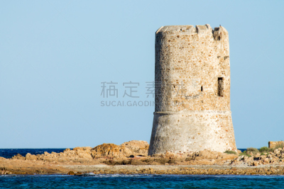 海滩,了望塔,john the baptist,水平画幅,夏天,户外,石材,石头,礁石,远古的
