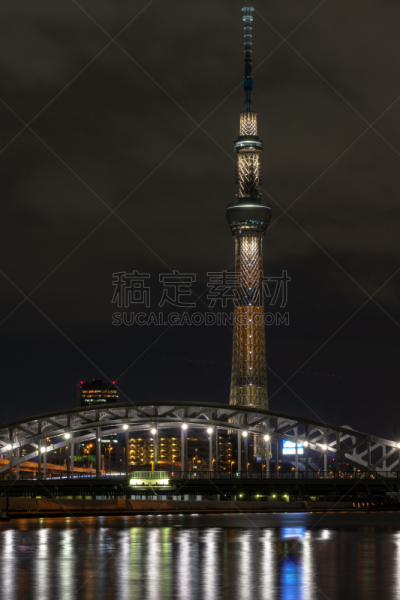 东京天空树,日本,东京,桥,商务,照明设备,曙暮光,黄昏,river sumida,现代