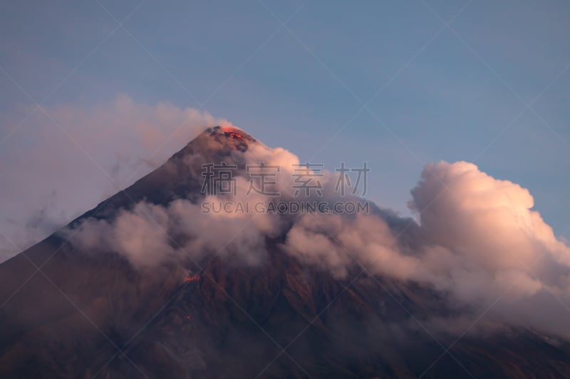 阿尔拜省,菲律宾,马尔地马荣火山,黎牙实比市,水平画幅,熔岩,火山,亚洲,著名景点